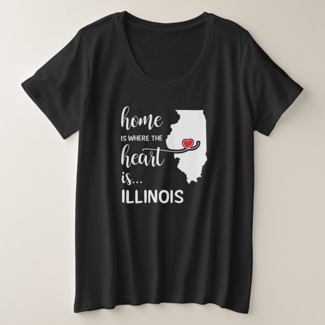 Illinois Zuhause ist das Herz Große Größe T-Shirt (Design vorne)