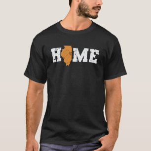 Illinois Zuhause mit Map Kontur USA T-Shirt