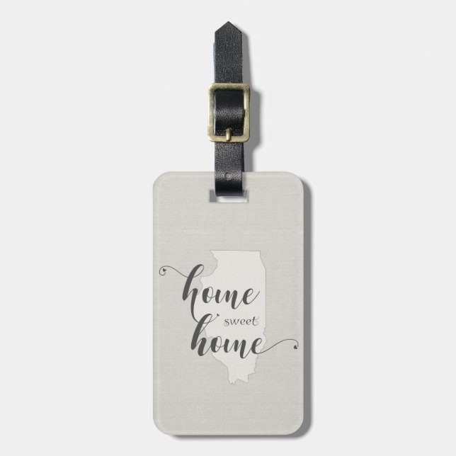 Illinois - Zuhause Sweet Zuhause burlap look Gepäckanhänger (Vorderseite vertikal)