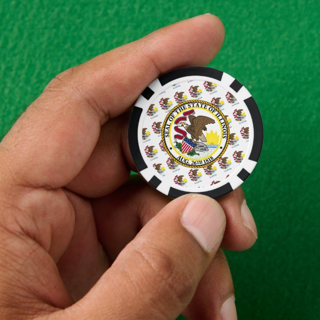 Illinoisan Flag & Seal, Illinois Pokerchips (Hand)