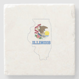 Illinoise State Flag und Karte Steinuntersetzer