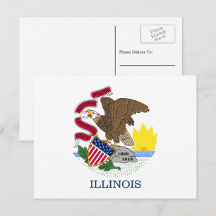 Illinoistische Flagge, Flagge Illinois Postkarte