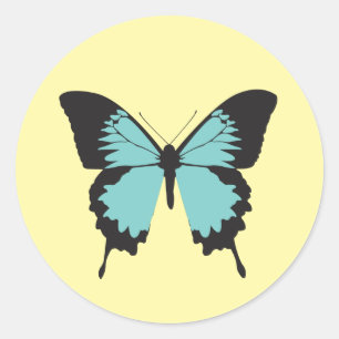 Illsima Butterfly Yellow Runder Aufkleber