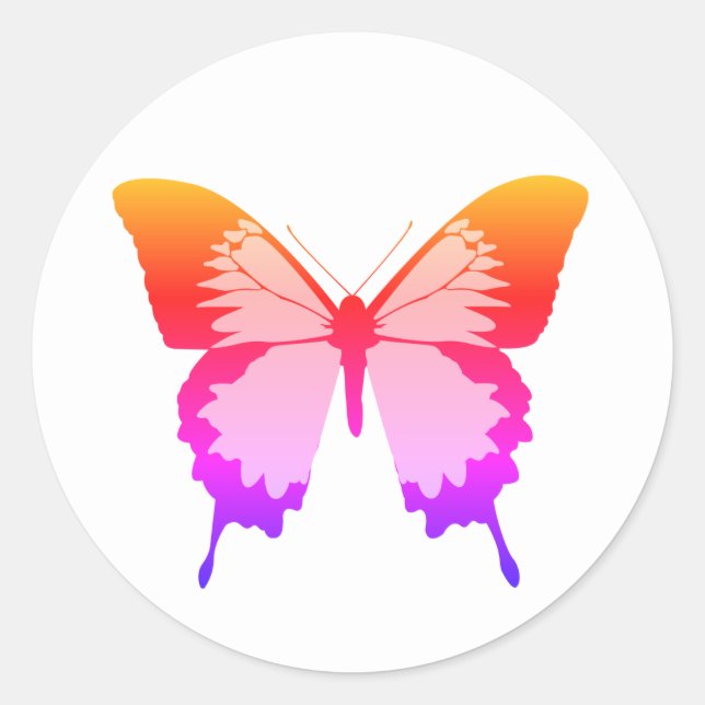 Illsima Rainbow Butterfly White Runder Aufkleber (Vorderseite)
