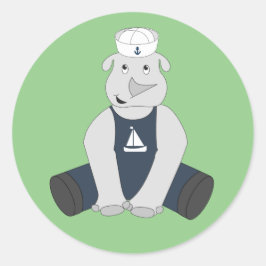 Illsima Rhino Sailor Green Runder Aufkleber