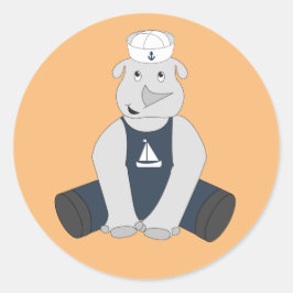 Illsima Rhino Sailor Orange Runder Aufkleber