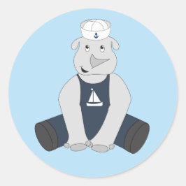Illsima Rhino Sailor Runder Aufkleber