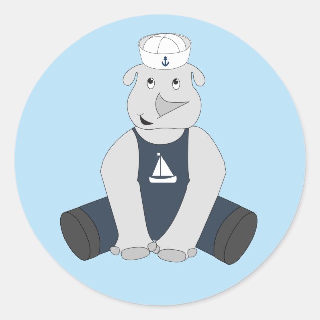 Illsima Rhino Sailor Runder Aufkleber (Vorderseite)