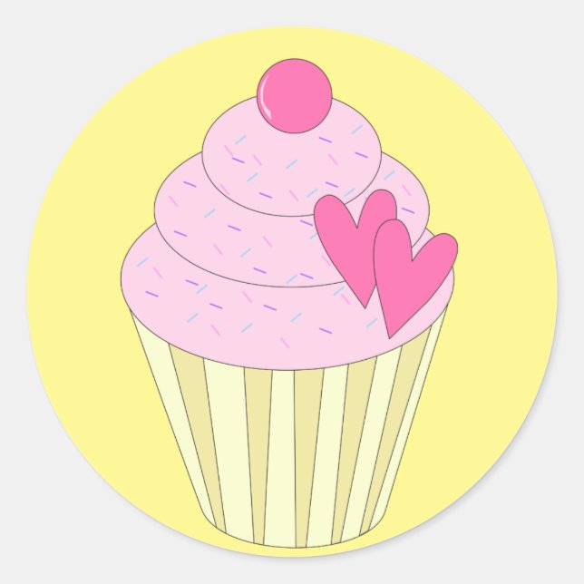 Illsima Strawberry Cupcake Gelbe Aufkleber (Vorderseite)