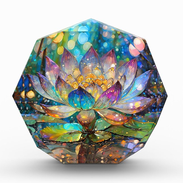 Illuminated Blooming Lotus Flower Fotoblock (Vorderseite)
