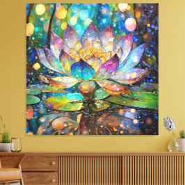 Illuminated Blooming Lotus Flower Leinwanddruck