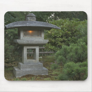 Illuminated stone lantern in Japanese Garden Mousepad