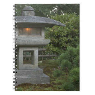 Illuminated stone lantern in Japanese Garden Notizblock
