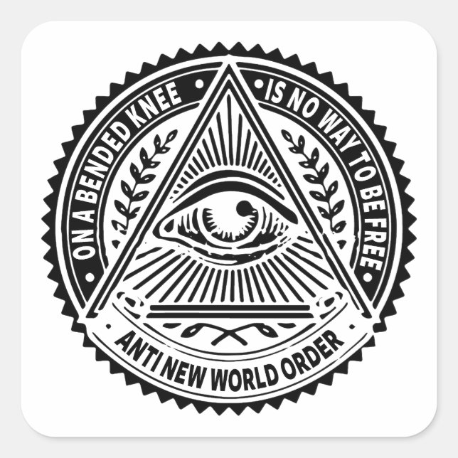 Illuminati - auf einem gebeugten Knie ist keine Mö Quadratischer Aufkleber (Vorderseite)