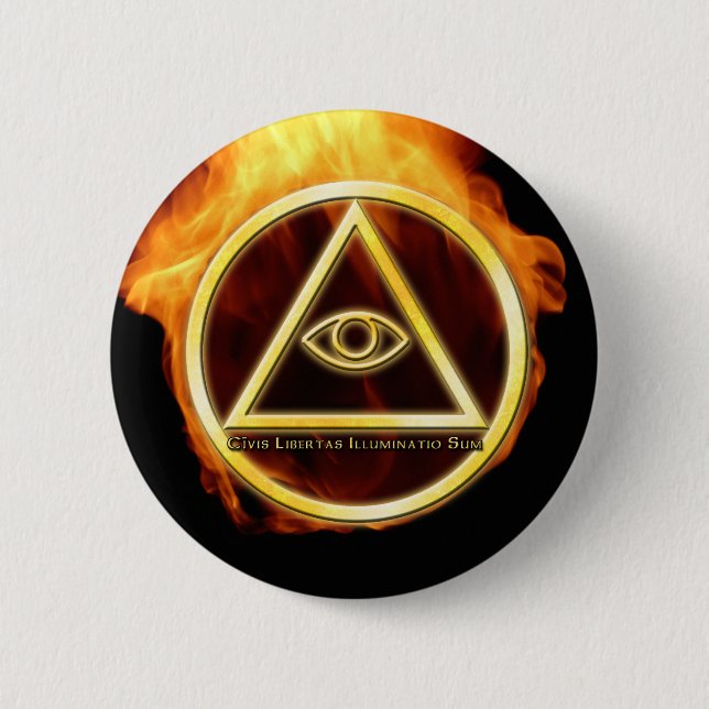 Illuminati auf Feuer Button (Vorderseite)