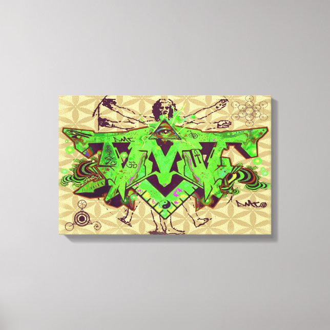 ILLUMINATI DMT GRAFFITI LEINWAND BLUME DES LEBENS (Vorderseite)