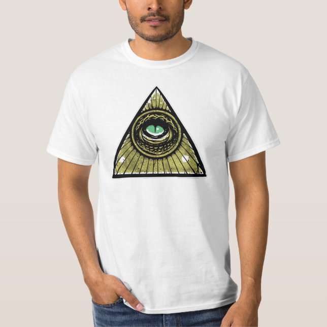 Illuminati Hipsterreptilian-Augen-Pyramide T-Shirt (Vorderseite)