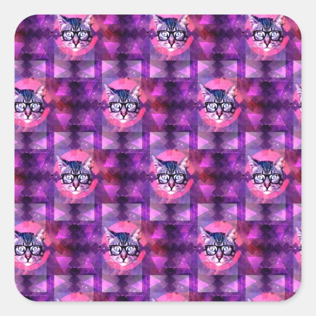 Illuminati-Katze Quadratischer Aufkleber (Vorderseite)