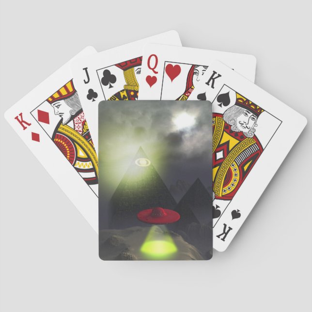 Illuminati Pyramid und UFO Spielkarten (Rückseite)