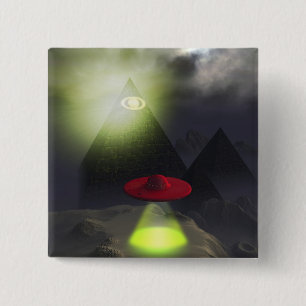 Illuminati Pyramide und UFO-Knopf Button