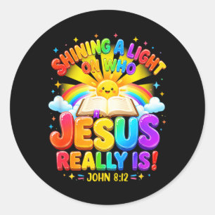 Illuminationsstation wirft ein Licht auf Jesus Runder Aufkleber