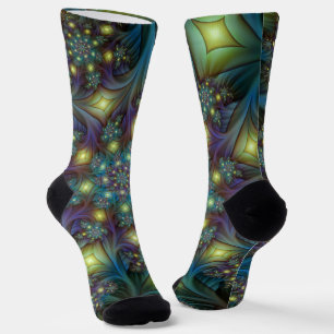 Illuminierte abstrakte glänzende Türkis-Violett-Fr Socken