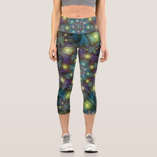 Illuminierte Abstrakte Shiny Aquamarines Lila Frak Capri Leggings