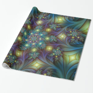 Illuminierte Abstrakte Shiny Aquamarines Lila Frak Geschenkpapier