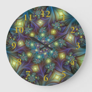 Illuminierte Abstrakte Shiny Aquamarines Lila Frak Große Wanduhr