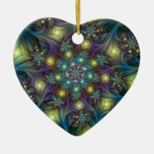 Illuminierte Abstrakte Shiny Aquamarines Lila Frak Keramik Ornament