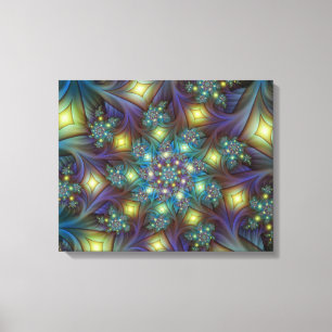 Illuminierte Abstrakte Shiny Aquamarines Lila Frak Leinwanddruck