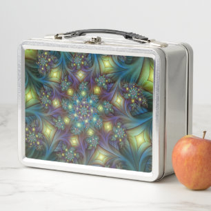 Illuminierte Abstrakte Shiny Aquamarines Lila Frak Metall Lunch Box
