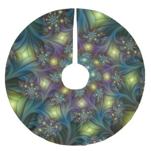 Illuminierte Abstrakte Shiny Aquamarines Lila Frak Polyester Weihnachtsbaumdecke