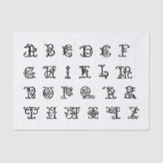 Illuminierte Alphabet-Buchstaben für Dekoupage Seidenpapier