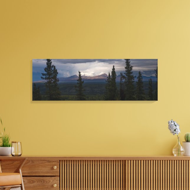 Illuminierte Berge Alaska Landschaft Fotografie Leinwanddruck (Insitu (Wohnzimmer))