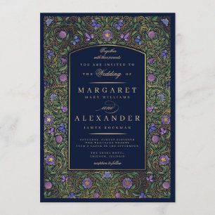 Illuminierte Grenz-Hochzeitsfeier / Imitate Gold Einladung