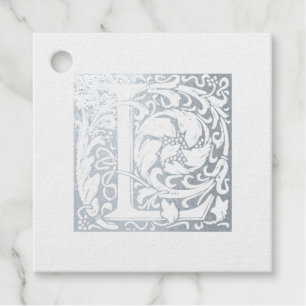 Illuminierte Initiale L Silberhochzeits-Monogramm Geschenkanhänger