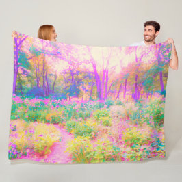 Illuminierte Landschaft in Rosa und Korallengarten Fleecedecke