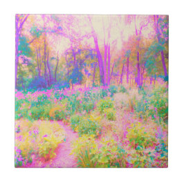 Illuminierte Landschaft in Rosa und Korallengarten Fliese