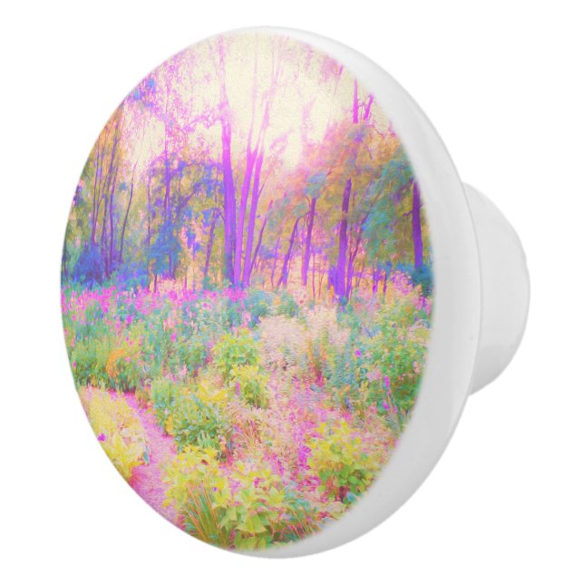 Illuminierte Landschaft in Rosa und Korallengarten Keramikknauf (Rechts)