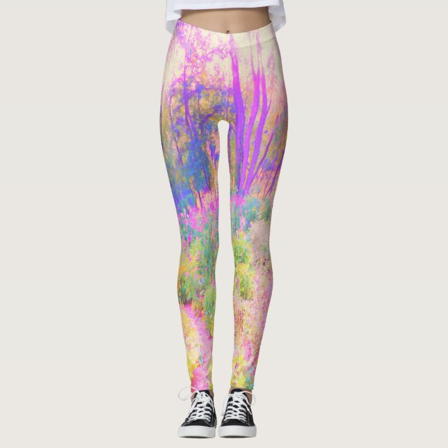 Illuminierte Landschaft in Rosa und Korallengarten Leggings (Vorderseite)