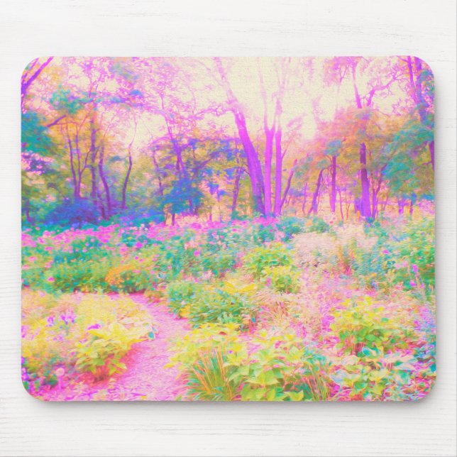 Illuminierte Landschaft in Rosa und Korallengarten Mousepad (Vorne)