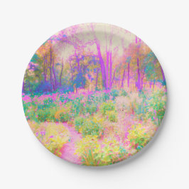 Illuminierte Landschaft in Rosa und Korallengarten Pappteller