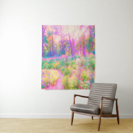 Illuminierte Landschaft in Rosa und Korallengarten Wandteppich