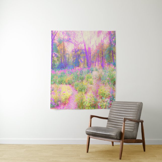 Illuminierte Landschaft in Rosa und Korallengarten Wandteppich (Beispiel)