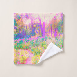 Illuminierte Landschaft in Rosa und Korallengarten Waschlappen