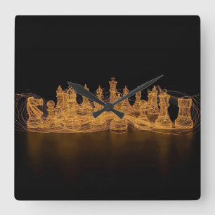 Illuminierte Schachklappen-Wandklemme Quadratische Wanduhr