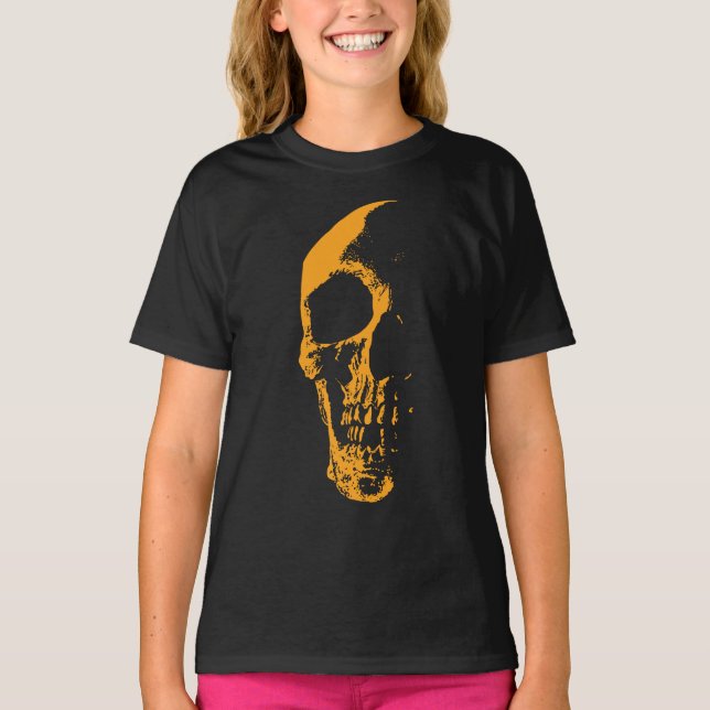 Illuminierte Skull Orange Paint Creation T-Shirt (Vorderseite)