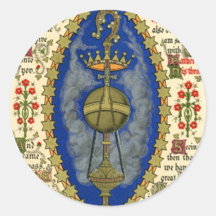 Illuminiertes Manuskript für den Aufstiegstag Runder Aufkleber