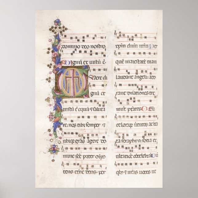 Illuminiertes Manuskript mittelalterlicher Musik | Poster (Vorne)